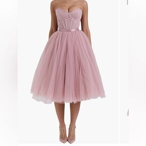 House of CB Blush Strapless Tulle Dress